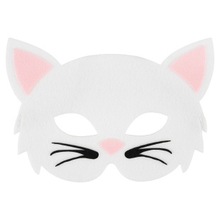 Маска карнавальная, из фетра, Котик, Белый, 17*11 см, 1 шт. 