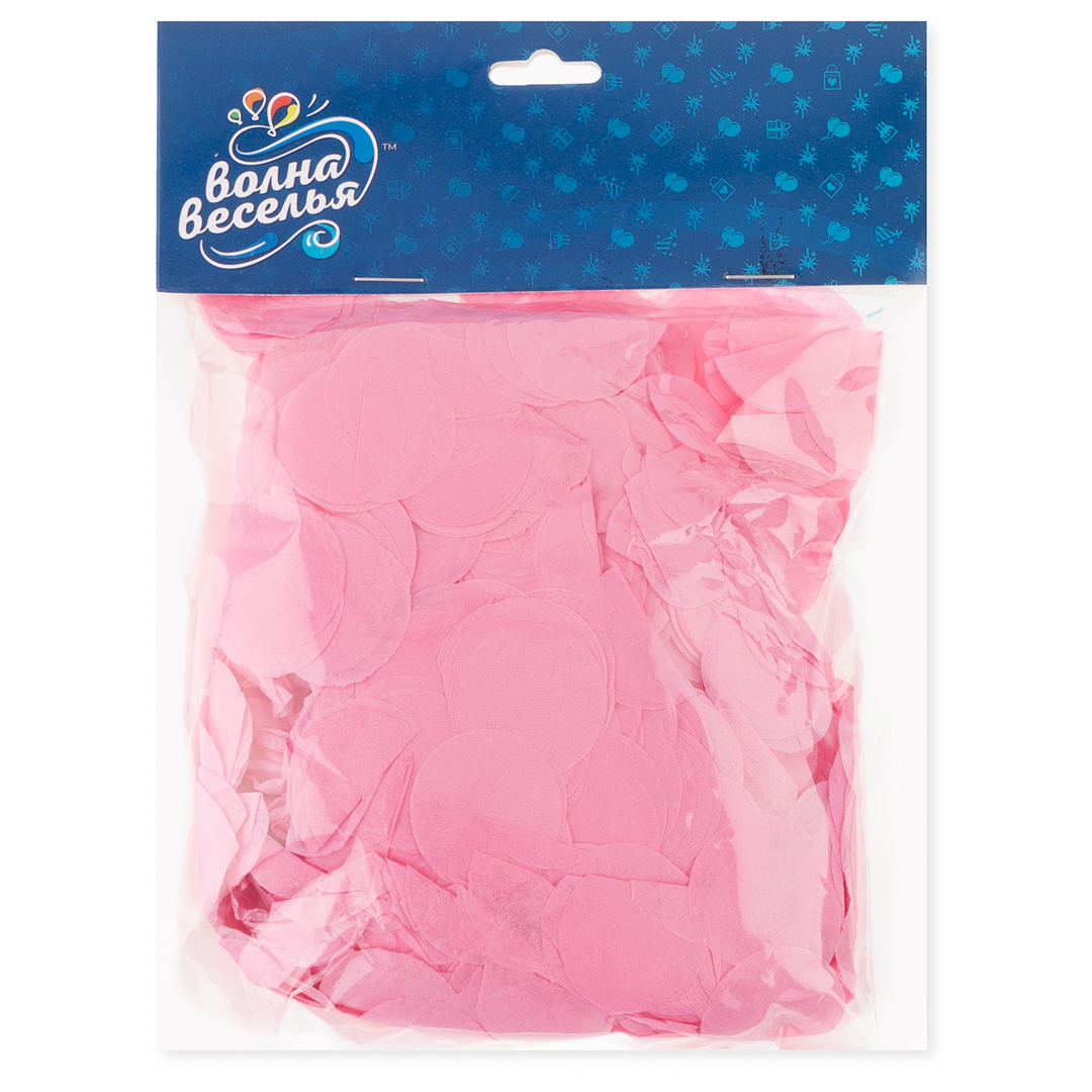 Конфетти тишью Круг, Розовый, 2,5 см, 50 г.