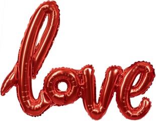 Шар (41''/104 см) Фигура, Надпись "Love", Красный, 1 шт. в уп.