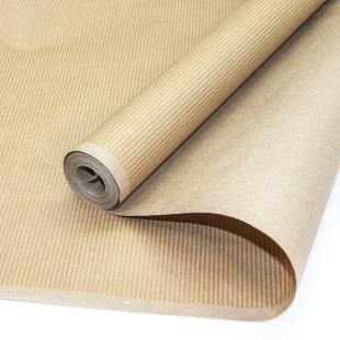 Упаковочная бумага, Крафт 60гр (0,7*9,14 м) Тонкие линии, Золото, 1 шт.