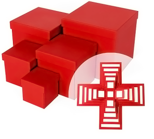 Набор коробок WOW - Сюрприз, Тиснение лен, Красный, 21*21*21 см, 5 шт. в упак. 