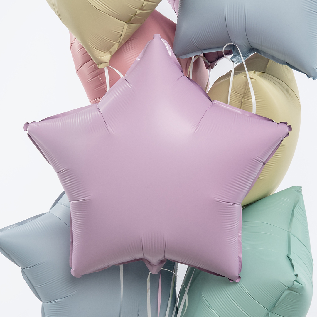 Шар (18''/46 см) Звезда, Сиреневый, Сатин, 1 шт.