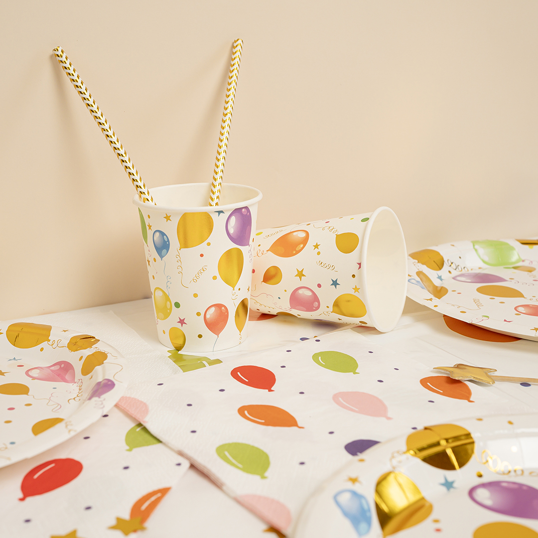 Стаканы (250 мл) Воздушные шарики, Разноцветный, Металлик, 6 шт.