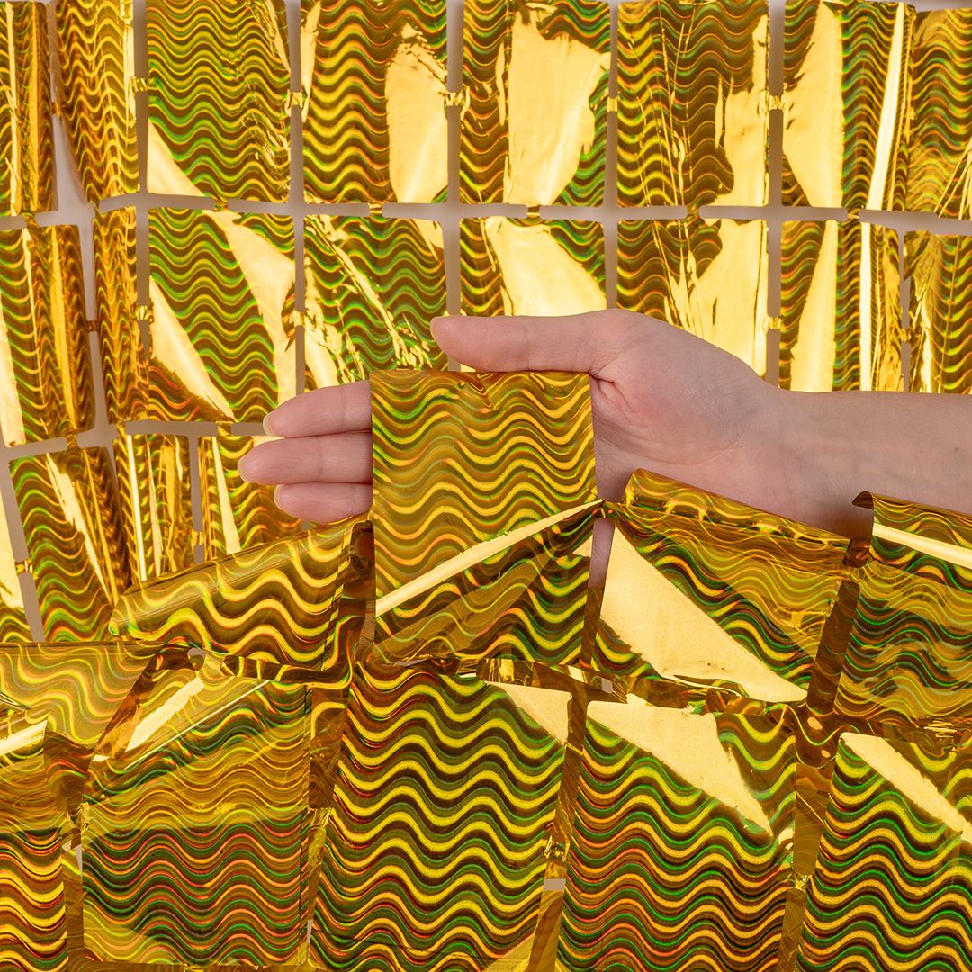 Занавес Прямоугольники, Золото, Голография, 100*200 см, 1 шт.