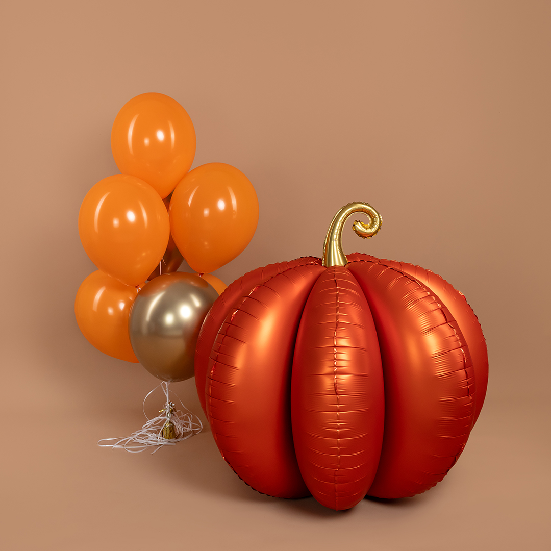 Шар (32''/81 см) Фигура 3D, Тыква, Сатин, 1 шт. в уп.
