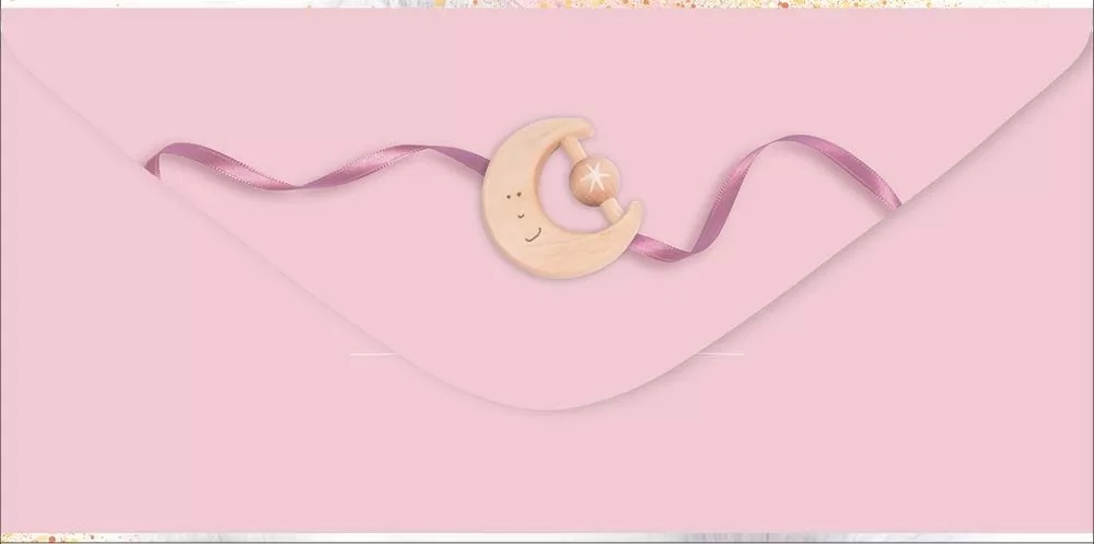 Конверт для денег, С Рождением Дочки!  (вязаная зайка), 10 шт.