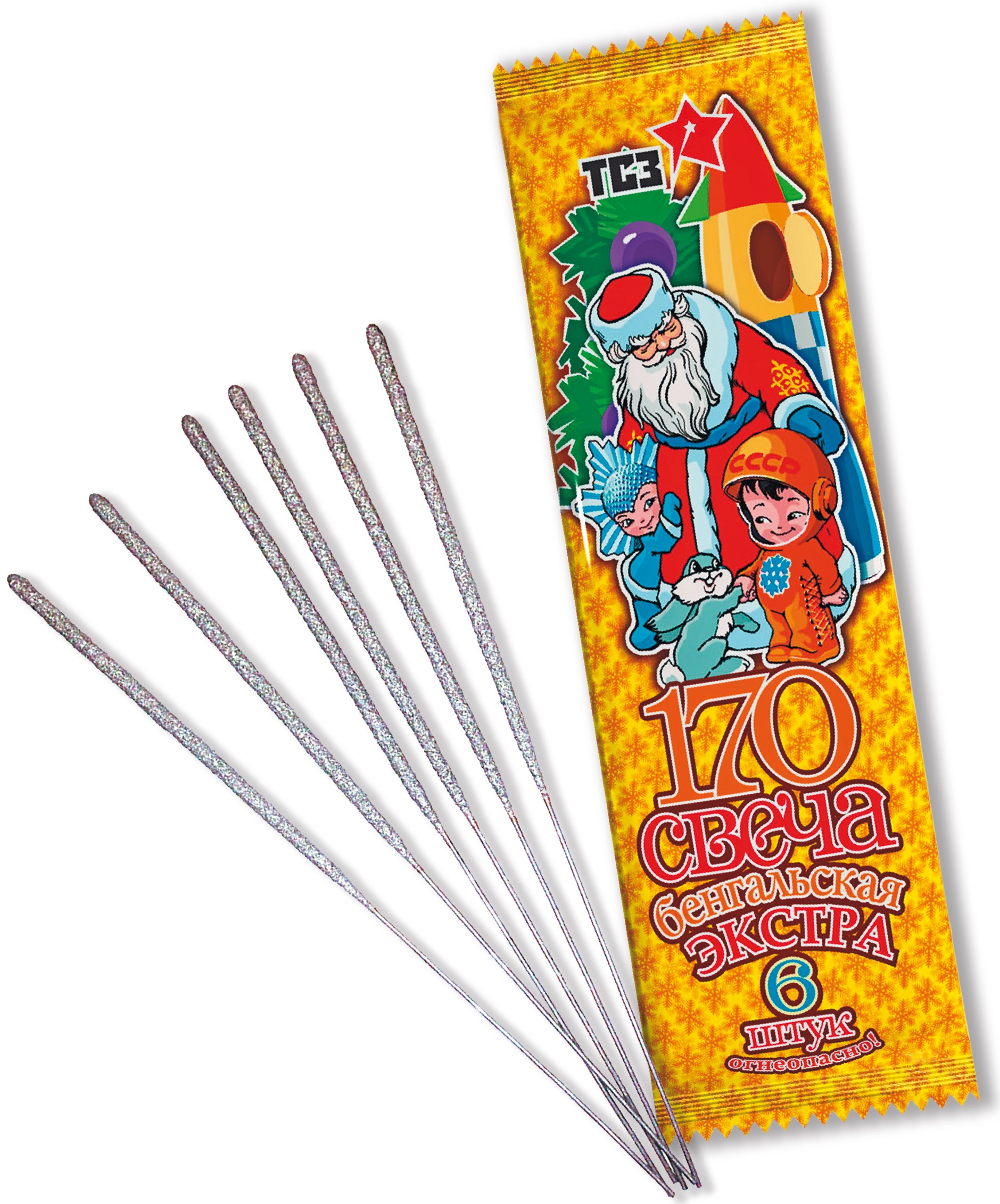 Бенгальский огонь Экстра, 30 сек, 17 см, 6 шт.