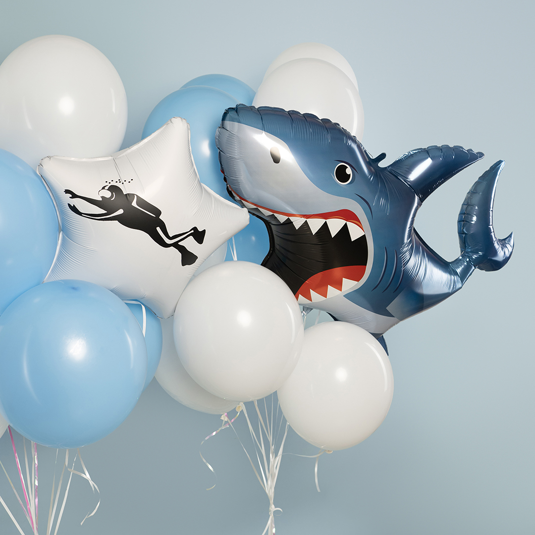 Шар (35''/89 см) Фигура, Зубастая акула, 1 шт. в уп.