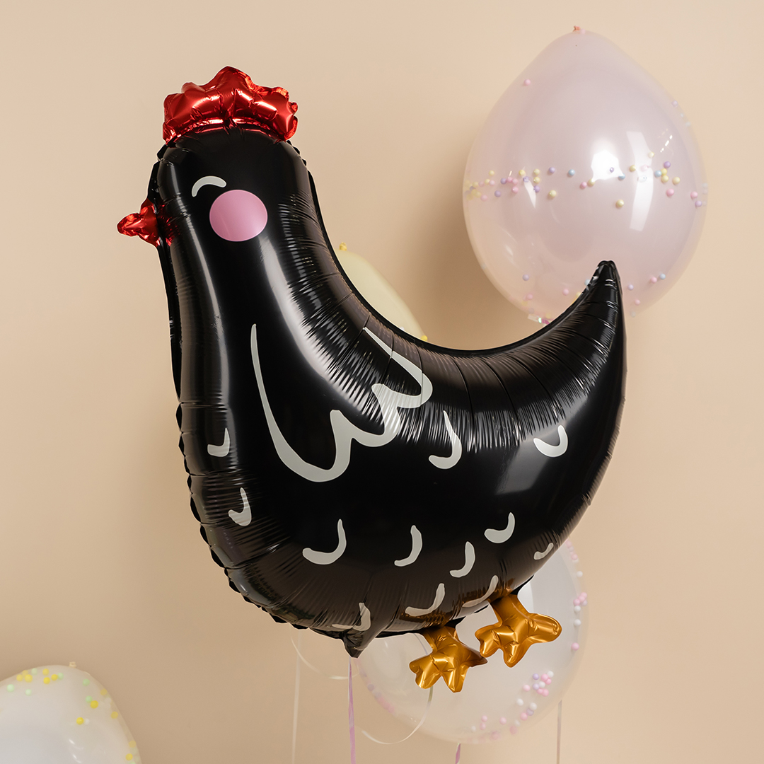Шар (30''/76 см) Фигура, Курица, Черный, 1 шт. в уп.
