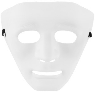 Карнавальная маска, Кабуки (человек без эмоций), Белый, 20*18 см, 1 шт. 