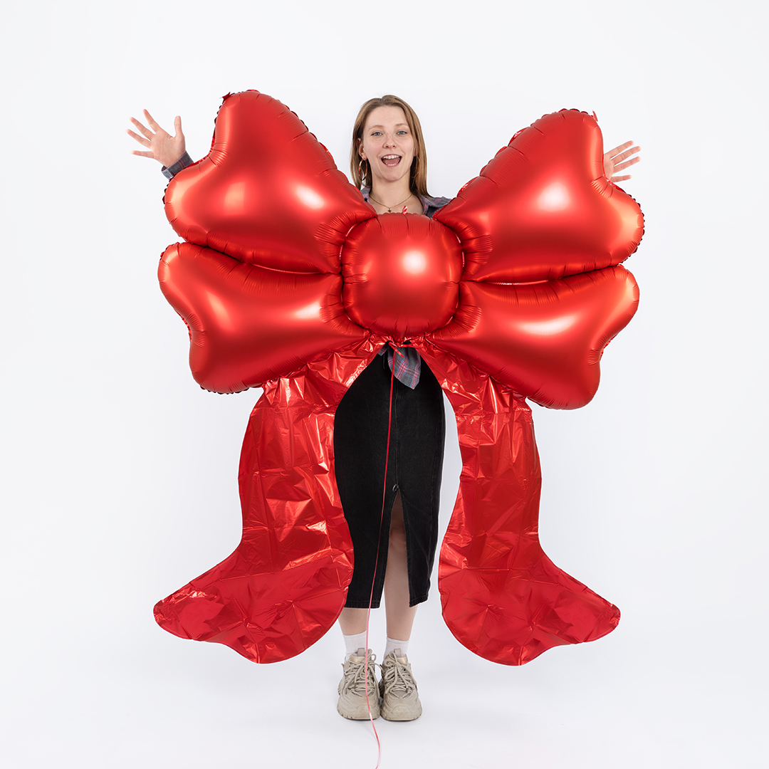 Шар (68''/173 см) Фигура, Бант, Красный, 1 шт. в уп.