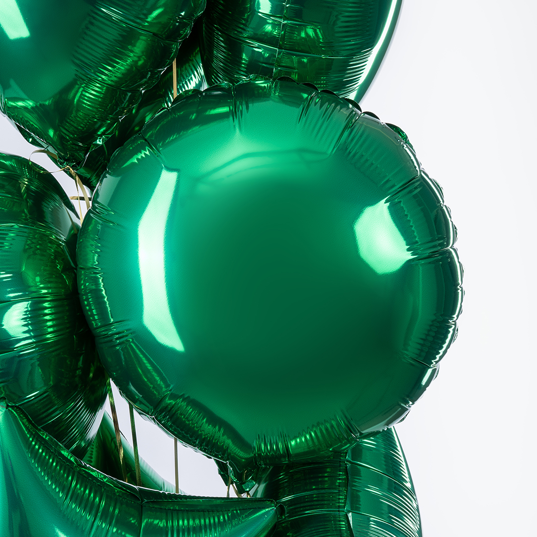 Шар (18''/46 см) Круг, Зеленый, Сатин, 1 шт.