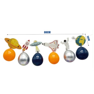 Гирлянда Космос, с воздушными шарами, Синий микс, 100 см, 1 шт.