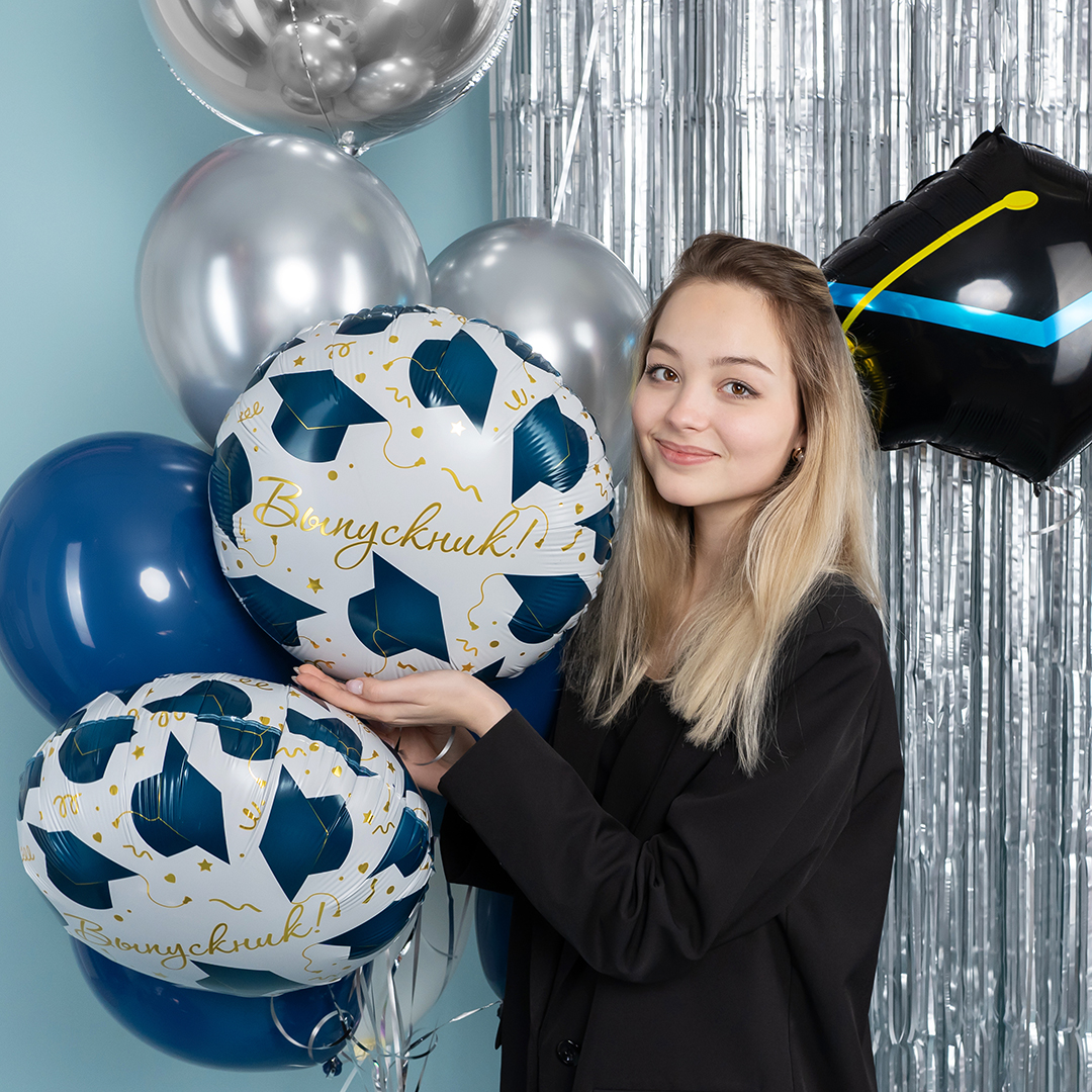 Шар (18''/46 см) Круг, Выпускник!, 1 шт. в уп.