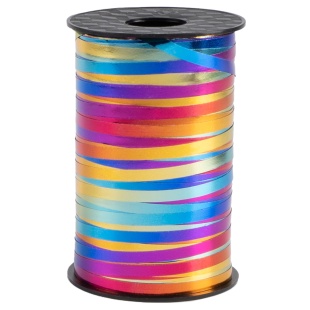 Лента полипропиленовая (0,5 см*250 м) Радужный, Металлик, 1 шт.