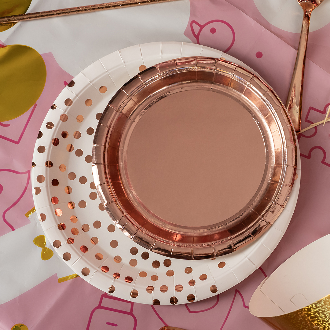 Тарелки (7''/18 см) Розовое Золото, Металлик, 6 шт.