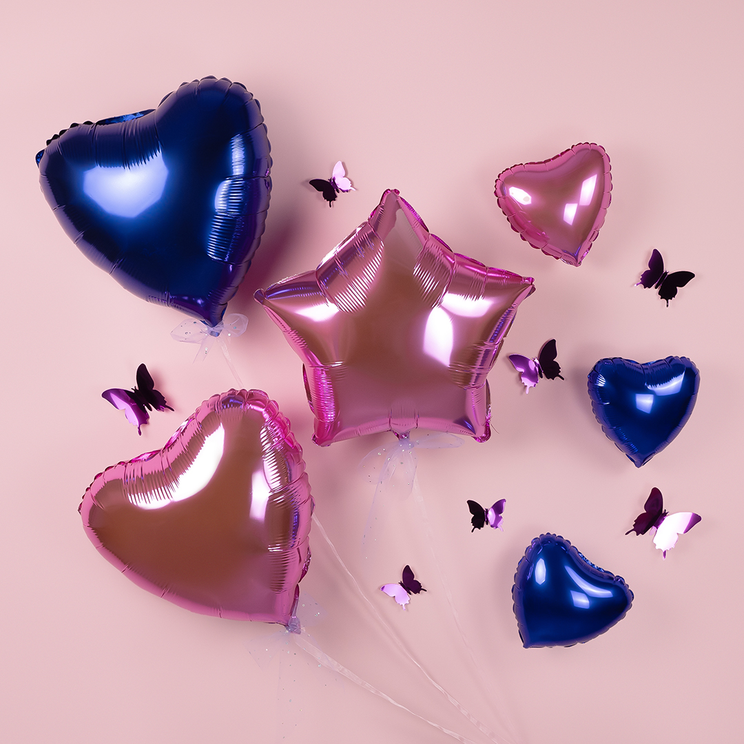 Шар (9''/23 см) Мини-сердце, Темно-синий, 1 шт.