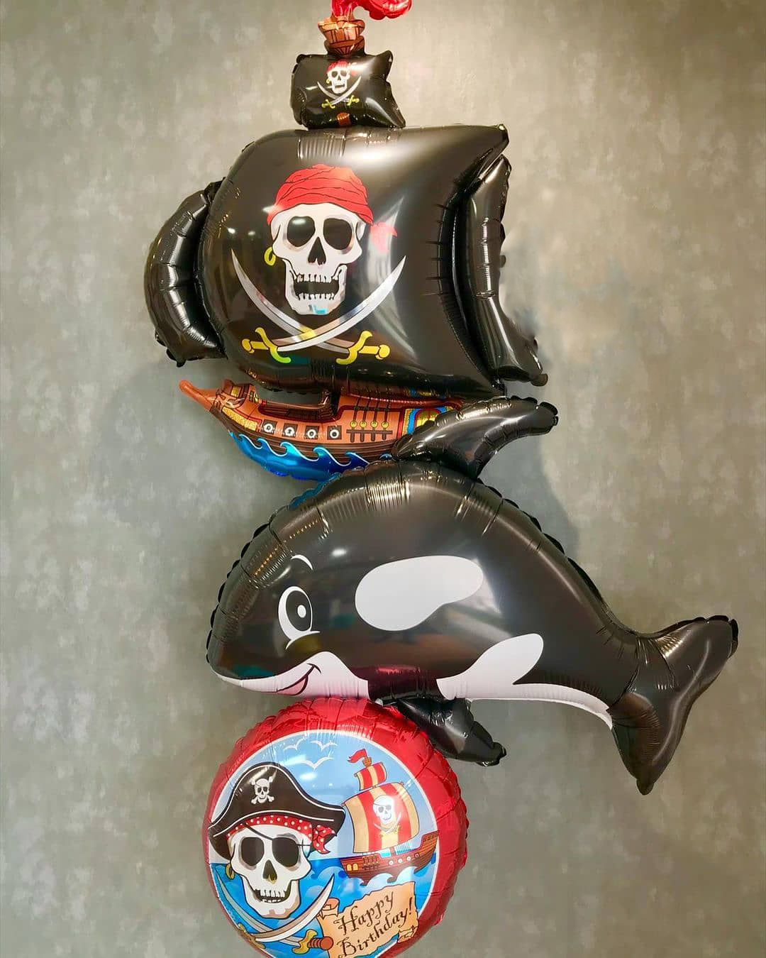 Шар (41''/104 см) Фигура, Пиратский корабль, Черный, 1 шт.