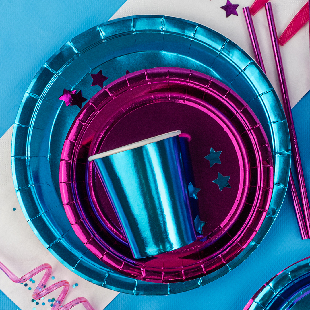 Стаканы (250 мл) Голубой, Металлик, 6 шт.