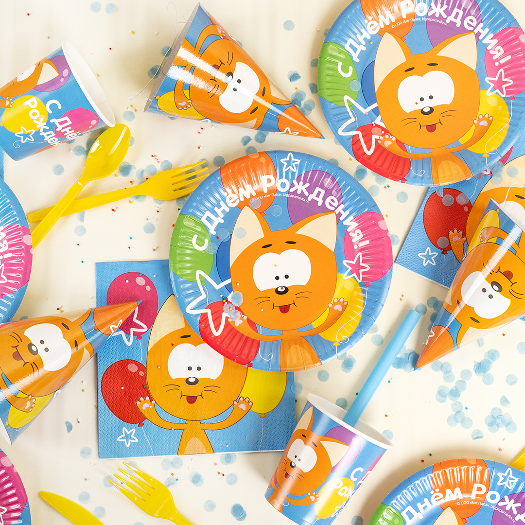 Колпаки, Котенок Котэ, С Днем Рождения!, 6 шт. в упак. 
